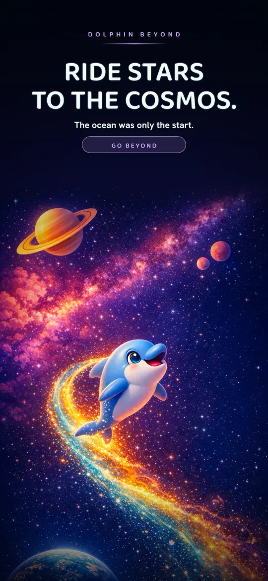 Dolphin Beyond screenshot — riding momentum past the stars at the edge of space