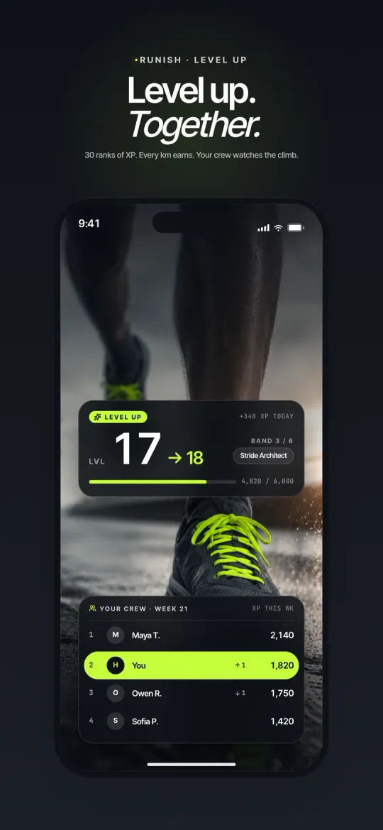 Runish screenshot — async leaderboards comparing routes with friends